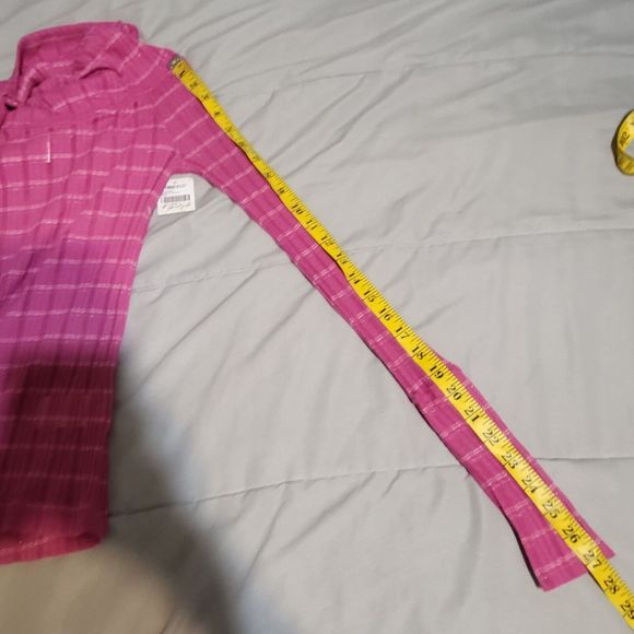 NWT Free People S Snowbunny Girlfriend Ribbed LS Fuchsia Fizz Combo - Picture 12 of 12